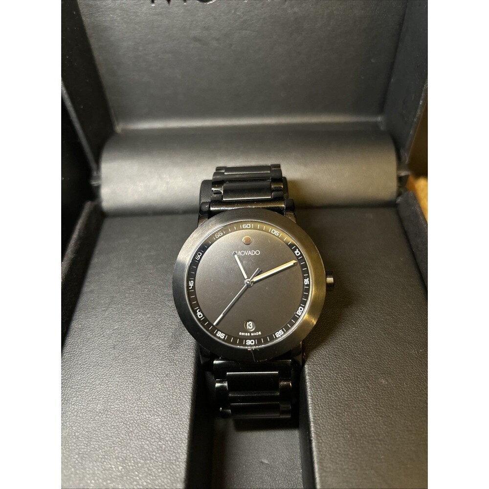 Movado Museum Sport 42mm Black PVD Watch 07.1.36.1202 Box Set